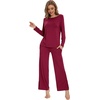 image:imageWiWi Womens Pajama Set Comfy Long Sleeve Tee Pants Sleepwear Soft Viscose from Bamboo 2 Piece Nightwear Pjs SXXLDwine