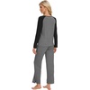 image:imageWiWi Womens Pajama Set Comfy Long Sleeve Tee Pants Sleepwear Soft Viscose from Bamboo 2 Piece Nightwear Pjs SXXLEdark Heather GreyBlack
