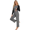 image:imageWiWi Womens Pajama Set Comfy Long Sleeve Tee Pants Sleepwear Soft Viscose from Bamboo 2 Piece Nightwear Pjs SXXLEdark Heather GreyBlack