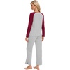 image:imageWiWi Womens Pajama Set Comfy Long Sleeve Tee Pants Sleepwear Soft Viscose from Bamboo 2 Piece Nightwear Pjs SXXLElight Heather GreyWine