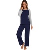 image:imageWiWi Womens Pajama Set Comfy Long Sleeve Tee Pants Sleepwear Soft Viscose from Bamboo 2 Piece Nightwear Pjs SXXLEnavyLight Heather Grey