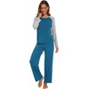 image:imageWiWi Womens Pajama Set Comfy Long Sleeve Tee Pants Sleepwear Soft Viscose from Bamboo 2 Piece Nightwear Pjs SXXLEteal BlueLight Heather Grey