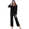 image:imageWiWi Womens Pajama Set Comfy Long Sleeve Tee Pants Sleepwear Soft Viscose from Bamboo 2 Piece Nightwear Pjs SXXLFblack