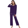 image:imageWiWi Womens Pajama Set Comfy Long Sleeve Tee Pants Sleepwear Soft Viscose from Bamboo 2 Piece Nightwear Pjs SXXLFdark Purple