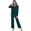 image:imageWiWi Womens Pajama Set Comfy Long Sleeve Tee Pants Sleepwear Soft Viscose from Bamboo 2 Piece Nightwear Pjs SXXLFpeacock Green