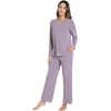 image:imageWiWi Womens Pajama Set Comfy Long Sleeve Tee Pants Sleepwear Soft Viscose from Bamboo 2 Piece Nightwear Pjs SXXLFviolet