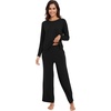 image:imageWiWi Womens Pajama Set Comfy Long Sleeve Tee Pants Sleepwear Soft Viscose from Bamboo 2 Piece Nightwear Pjs SXXLGblack