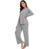 image:imageWiWi Womens Pajama Set Comfy Long Sleeve Tee Pants Sleepwear Soft Viscose from Bamboo 2 Piece Nightwear Pjs SXXLGheather Grey