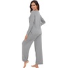 image:imageWiWi Womens Pajama Set Comfy Long Sleeve Tee Pants Sleepwear Soft Viscose from Bamboo 2 Piece Nightwear Pjs SXXLGheather Grey