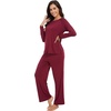 image:imageWiWi Womens Pajama Set Comfy Long Sleeve Tee Pants Sleepwear Soft Viscose from Bamboo 2 Piece Nightwear Pjs SXXLGwine