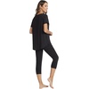 image:imageWiWi Womens Pajama Set Viscose from Bamboo Short Sleeve Tunic Top Capri Leggings Cooling Sleepwear Super Soft Pjs SXXLBlack