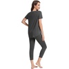 image:imageWiWi Womens Pajama Set Viscose from Bamboo Short Sleeve Tunic Top Capri Leggings Cooling Sleepwear Super Soft Pjs SXXLCharcoal Heather