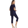 image:imageWiWi Womens Pajama Set Viscose from Bamboo Short Sleeve Tunic Top Capri Leggings Cooling Sleepwear Super Soft Pjs SXXLNavy