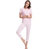 image:imageWiWi Womens Pajama Set Viscose from Bamboo Short Sleeve Tunic Top Capri Leggings Cooling Sleepwear Super Soft Pjs SXXLPink