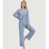 image:imageWiWi Womens Pajama Sets 2 Piece Button Down Lounge Set Soft Ribbed Long Sleeve Top and Pants Sleepwear SXXLGrayish Blue