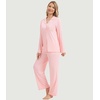 image:imageWiWi Womens Pajama Sets 2 Piece Button Down Lounge Set Soft Ribbed Long Sleeve Top and Pants Sleepwear SXXLPeach Pink