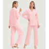 image:imageWiWi Womens Pajama Sets 2 Piece Button Down Lounge Set Soft Ribbed Long Sleeve Top and Pants Sleepwear SXXLPeach Pink