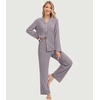 image:imageWiWi Womens Pajama Sets 2 Piece Button Down Lounge Set Soft Ribbed Long Sleeve Top and Pants Sleepwear SXXLPurplish Grey