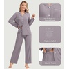 image:imageWiWi Womens Pajama Sets 2 Piece Button Down Lounge Set Soft Ribbed Long Sleeve Top and Pants Sleepwear SXXLPurplish Grey