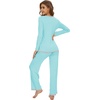 image:imageWiWi Womens Pajama Sets Soft Long Sleeves Top with Pants Cooling PJ 2 Piece Viscose from Bamboo Loungewear Set SXXLAaqua