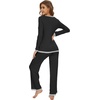 image:imageWiWi Womens Pajama Sets Soft Long Sleeves Top with Pants Cooling PJ 2 Piece Viscose from Bamboo Loungewear Set SXXLAblack