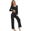 image:imageWiWi Womens Pajama Sets Soft Long Sleeves Top with Pants Cooling PJ 2 Piece Viscose from Bamboo Loungewear Set SXXLAblack
