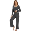 image:imageWiWi Womens Pajama Sets Soft Long Sleeves Top with Pants Cooling PJ 2 Piece Viscose from Bamboo Loungewear Set SXXLAcharcoal Heather