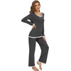 image:imageWiWi Womens Pajama Sets Soft Long Sleeves Top with Pants Cooling PJ 2 Piece Viscose from Bamboo Loungewear Set SXXLAcharcoal Heather