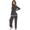 image:imageWiWi Womens Pajama Sets Soft Long Sleeves Top with Pants Cooling PJ 2 Piece Viscose from Bamboo Loungewear Set SXXLAcharcoal Heather