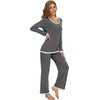 image:imageWiWi Womens Pajama Sets Soft Long Sleeves Top with Pants Cooling PJ 2 Piece Viscose from Bamboo Loungewear Set SXXLAdark Heather Grey