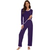 image:imageWiWi Womens Pajama Sets Soft Long Sleeves Top with Pants Cooling PJ 2 Piece Viscose from Bamboo Loungewear Set SXXLAdark Purple