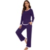 image:imageWiWi Womens Pajama Sets Soft Long Sleeves Top with Pants Cooling PJ 2 Piece Viscose from Bamboo Loungewear Set SXXLAdark Purple