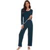 image:imageWiWi Womens Pajama Sets Soft Long Sleeves Top with Pants Cooling PJ 2 Piece Viscose from Bamboo Loungewear Set SXXLAdeep Teal