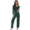 image:imageWiWi Womens Pajama Sets Soft Long Sleeves Top with Pants Cooling PJ 2 Piece Viscose from Bamboo Loungewear Set SXXLAfence Green