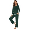 image:imageWiWi Womens Pajama Sets Soft Long Sleeves Top with Pants Cooling PJ 2 Piece Viscose from Bamboo Loungewear Set SXXLAfence Green