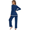 image:imageWiWi Womens Pajama Sets Soft Long Sleeves Top with Pants Cooling PJ 2 Piece Viscose from Bamboo Loungewear Set SXXLAink Blue