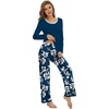 image:imageWiWi Womens Pajama Sets Soft Long Sleeves Top with Pants Cooling PJ 2 Piece Viscose from Bamboo Loungewear Set SXXLAink Blueink Blue Floral