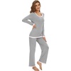 image:imageWiWi Womens Pajama Sets Soft Long Sleeves Top with Pants Cooling PJ 2 Piece Viscose from Bamboo Loungewear Set SXXLAlight Heather Grey