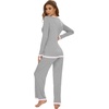 image:imageWiWi Womens Pajama Sets Soft Long Sleeves Top with Pants Cooling PJ 2 Piece Viscose from Bamboo Loungewear Set SXXLAlight Heather Grey