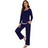 image:imageWiWi Womens Pajama Sets Soft Long Sleeves Top with Pants Cooling PJ 2 Piece Viscose from Bamboo Loungewear Set SXXLAnavy