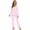 image:imageWiWi Womens Pajama Sets Soft Long Sleeves Top with Pants Cooling PJ 2 Piece Viscose from Bamboo Loungewear Set SXXLApink