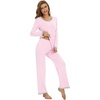 image:imageWiWi Womens Pajama Sets Soft Long Sleeves Top with Pants Cooling PJ 2 Piece Viscose from Bamboo Loungewear Set SXXLApink