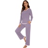 image:imageWiWi Womens Pajama Sets Soft Long Sleeves Top with Pants Cooling PJ 2 Piece Viscose from Bamboo Loungewear Set SXXLAviolet