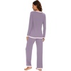 image:imageWiWi Womens Pajama Sets Soft Long Sleeves Top with Pants Cooling PJ 2 Piece Viscose from Bamboo Loungewear Set SXXLAviolet