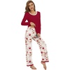 image:imageWiWi Womens Pajama Sets Soft Long Sleeves Top with Pants Cooling PJ 2 Piece Viscose from Bamboo Loungewear Set SXXLAwine Redred Floral