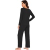 image:imageWiWi Womens Pajama Sets Soft Long Sleeves Top with Pants Cooling PJ 2 Piece Viscose from Bamboo Loungewear Set SXXLBblack