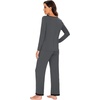 image:imageWiWi Womens Pajama Sets Soft Long Sleeves Top with Pants Cooling PJ 2 Piece Viscose from Bamboo Loungewear Set SXXLBcharcoal