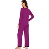image:imageWiWi Womens Pajama Sets Soft Long Sleeves Top with Pants Cooling PJ 2 Piece Viscose from Bamboo Loungewear Set SXXLBdark Reddish Purple