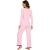 image:imageWiWi Womens Pajama Sets Soft Long Sleeves Top with Pants Cooling PJ 2 Piece Viscose from Bamboo Loungewear Set SXXLBpink