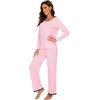 image:imageWiWi Womens Pajama Sets Soft Long Sleeves Top with Pants Cooling PJ 2 Piece Viscose from Bamboo Loungewear Set SXXLBpink